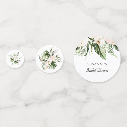 Tropische Roze Bloemstuk Tafel Confetti (Voorkanten)