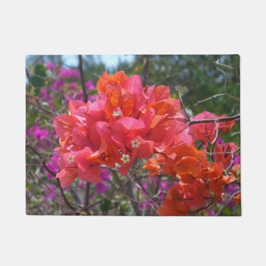 Tropische roze Bougainvillea Island Floral Deurmat (Voorkant)