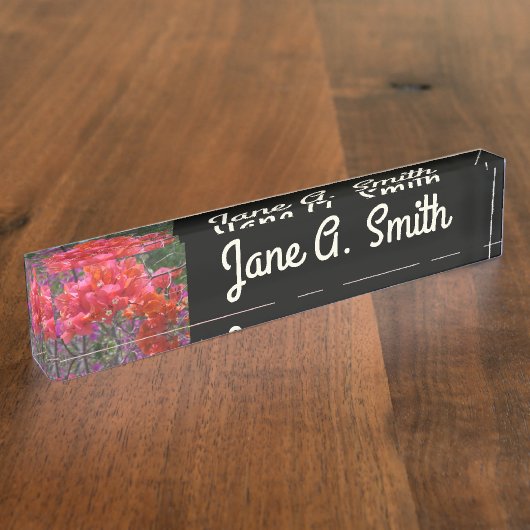 Tropische roze Bougainvillea Island Floral Naambordje (Zijkant)