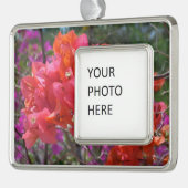 Tropische roze Bougainvillea Island Floral Verzilverd Omlijst Ornament (Links)