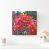 Tropische roze Bougainvillea Island Floral Vierkante Klok (Huis)