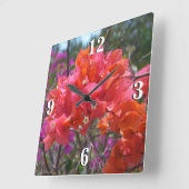 Tropische roze Bougainvillea Island Floral Vierkante Klok (Hoek)