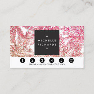 Tropische Roze/Bronze Glitter Palms Loyaliteit Kaa Klantenkaartje