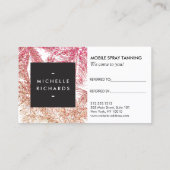 Tropische Roze/Bronzen Glitter Palms Referral Kaar (Achterkant)