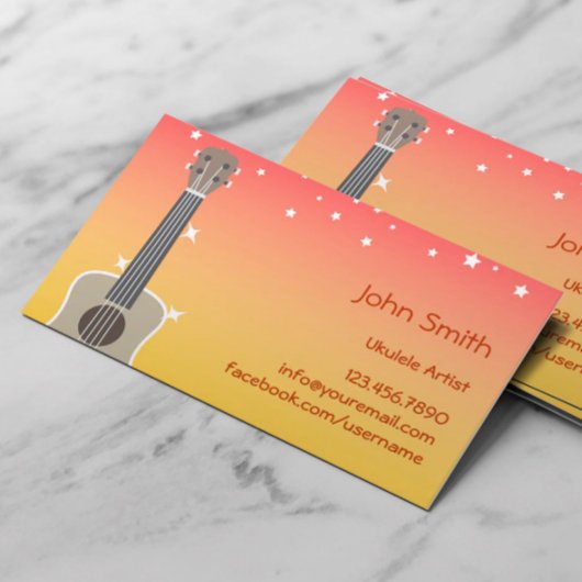 Tropische roze en gele hemel Ukulele artiest Visitekaartje