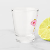 Tropische Roze en Gouden Flamingo Gepersonaliseerd Shot Glas (Links)