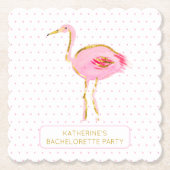 Tropische Roze en Gouden Flamingo's Kartonnen Onderzetters (Voorkant)