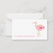 Tropische roze en gouden flamingo's notitiekaartje (Voorkant)