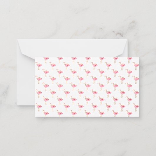 Tropische roze en gouden flamingo's notitiekaartje (Achterkant)