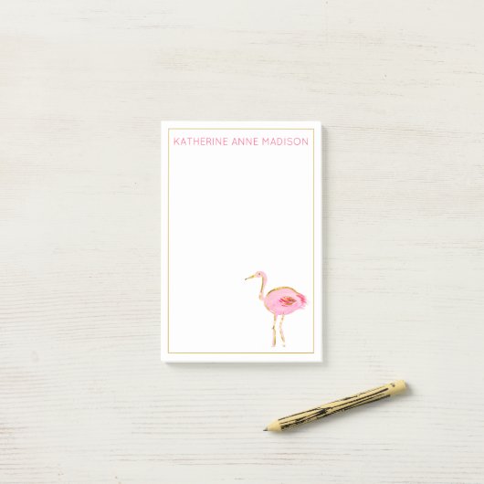 Tropische roze en gouden flamingo's post-it® notes (Op bureau)
