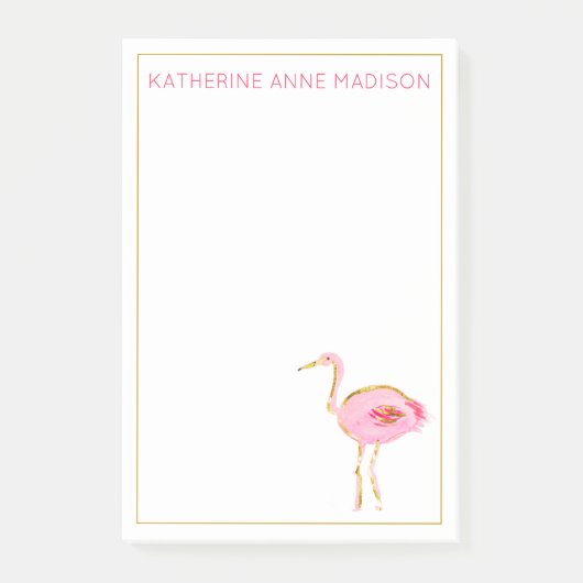 Tropische roze en gouden flamingo's post-it® notes (Voorkant)