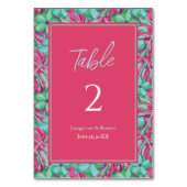 Tropische roze en groene bloemen bruiloft kaart (Voorkant)