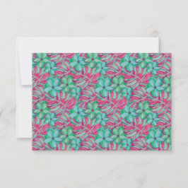 Tropische roze en groene bloemen bruiloft RSVP kaartje