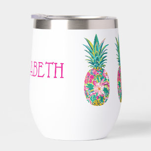 Tropische roze en groene bloemenananas