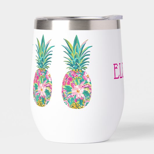 Tropische roze en groene bloemenananas (Links)