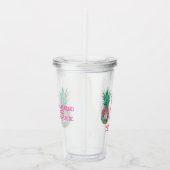 Tropische roze en groene bloemenananas acryl drinkbeker (Rechts)