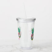 Tropische roze en groene bloemenananas acryl drinkbeker (Links)