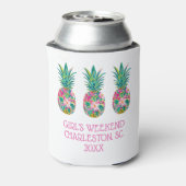 Tropische roze en groene bloemenananas blikjeskoeler (Blikje Achterkant)