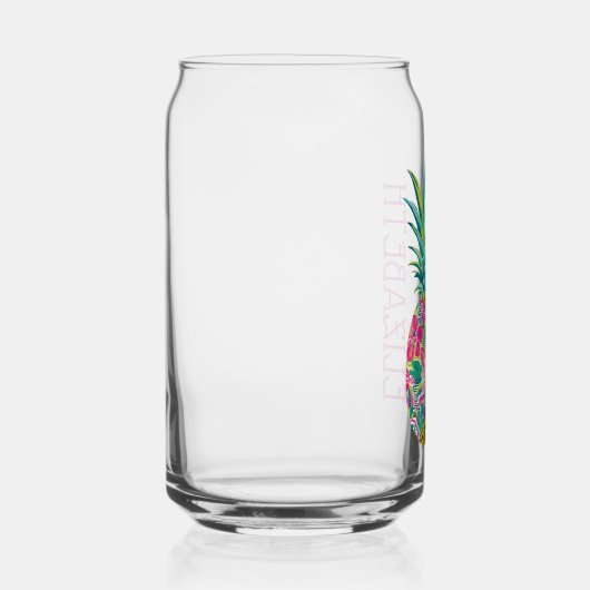 Tropische roze en groene bloemenananas blikvorm glas (Rechts)