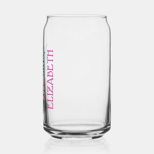 Tropische roze en groene bloemenananas blikvorm glas (Links)