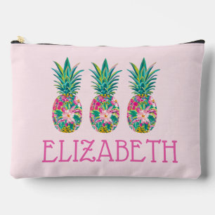 Tropische roze en groene bloemenananas etui