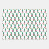 Tropische roze en groene bloemenananas inpakpapier vel (Voorkant 3)