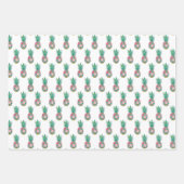 Tropische roze en groene bloemenananas inpakpapier vel (Voorkant 2)
