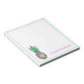 Tropische roze en groene bloemenananas notitieblok (Schuin)