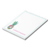 Tropische roze en groene bloemenananas notitieblok (Linkerzijde)