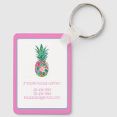 Tropische roze en groene bloemenananas sleutelhanger (Achterkant)
