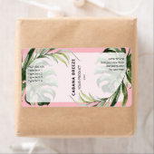 Tropische roze en groene flacondopperlabels etiket (Insitu)