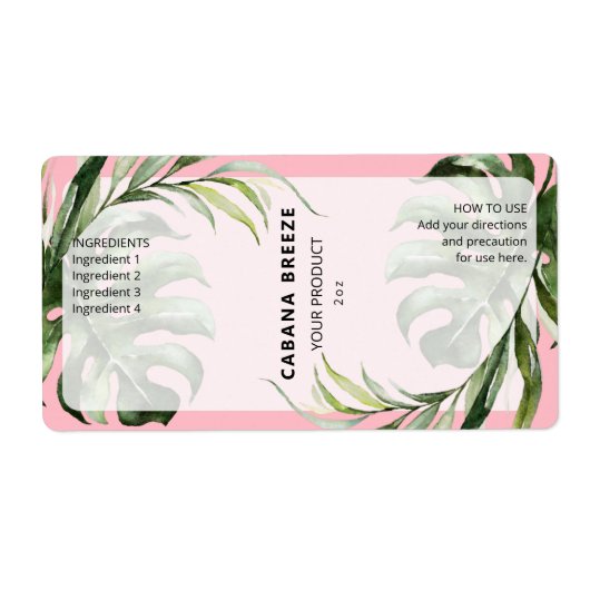 Tropische roze en groene flacondopperlabels etiket (Voorkant)