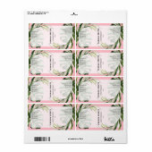 Tropische roze en groene flacondopperlabels etiket (Full Sheet)