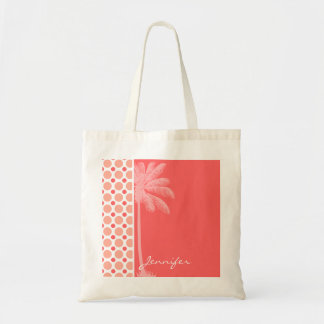 Tropische roze en koraalpokkendots tote bag