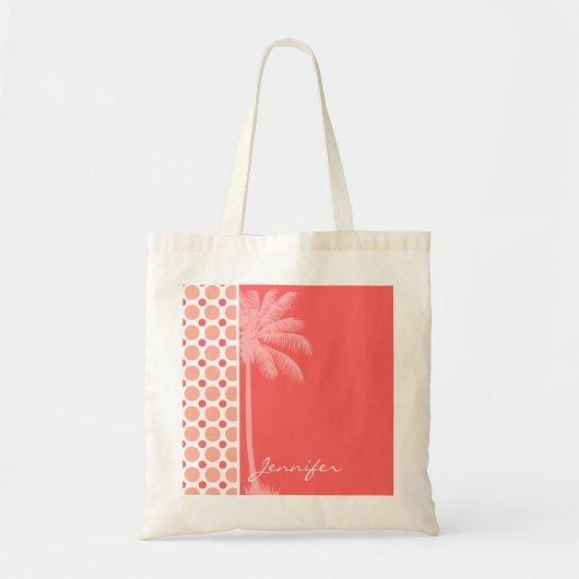 Tropische roze en koraalpokkendots tote bag (Voorkant)