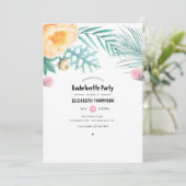 Tropische roze en Mint Floral Bachelorette Party Kaart (Staand voorkant)
