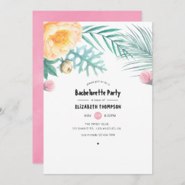 Tropische roze en Mint Floral Bachelorette Party Kaart