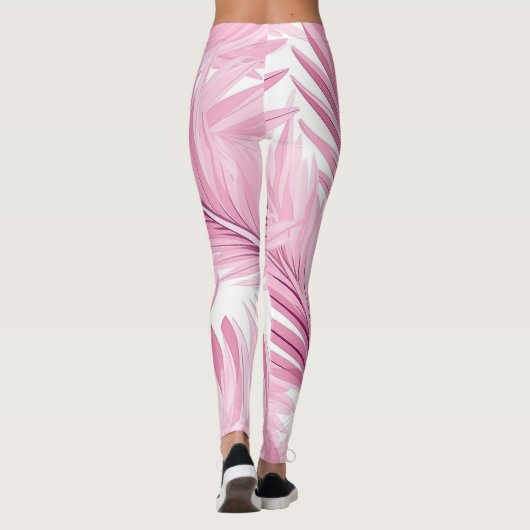 Tropische roze en witte witte Leggings (Achterkant)