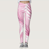 Tropische roze en witte witte Leggings (Voorkant)
