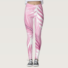 Tropische roze en witte witte Leggings