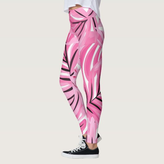 Tropische roze en witte witte Leggings (Links)
