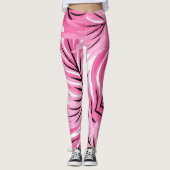 Tropische roze en witte witte Leggings (Voorkant)