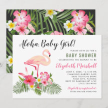 Tropische roze flamingo alfa baby meisje douche
