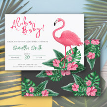 Tropische Roze Flamingo Aloha Baby Shower