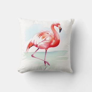 Tropische Roze Flamingo Aquarel Decoratie Kussen