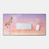 Tropische Roze Flamingo Art Sunset Desk Mat Pad (Keyboard & Muis)