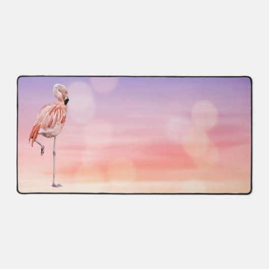 Tropische Roze Flamingo Art Sunset Desk Mat Pad (Voorkant)