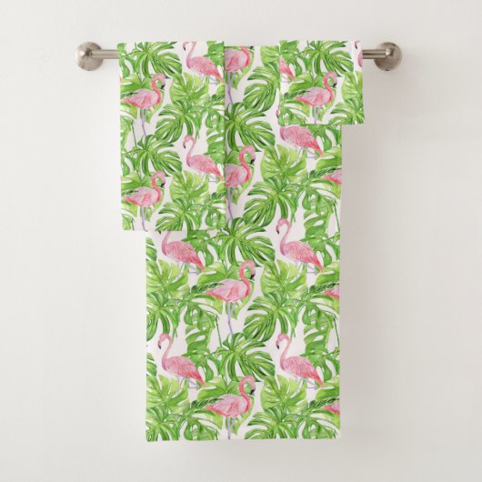 Tropische Roze Flamingo Bad Handdoek (Insitu)