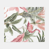 Tropische  roze flamingo, bananenbomen en fleece deken (Voorkant (Horizontaal))