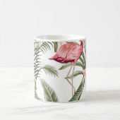 Tropische  roze flamingo, bananenbomen en koffiemok (Center)